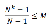(N^k-1)/(N-1) не превышает M 